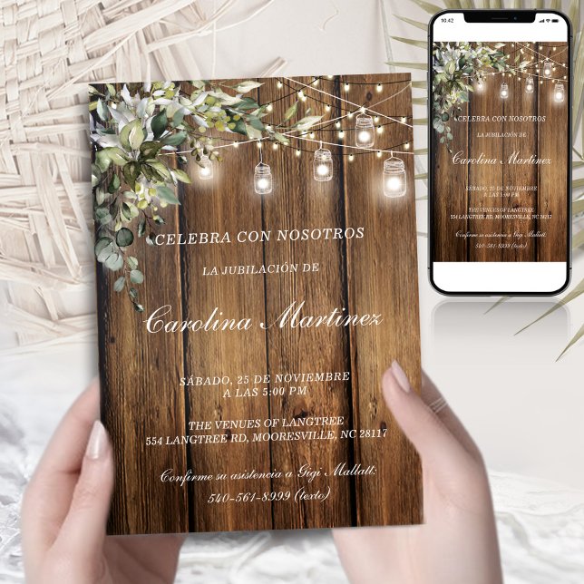 Invitacion Jubilacion Rustica Luces | Printable Inbjudningar (Skapare uppladdad)