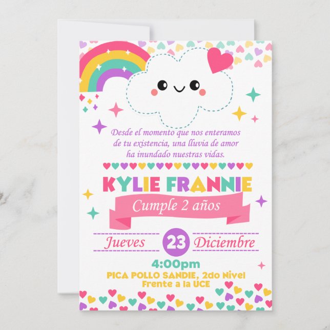 Invitación lluvia de amor  inbjudningar (Framsida)