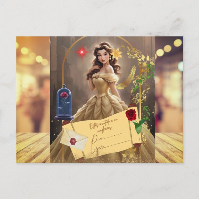 invitacion magica la bella y la bestia vykort (Framsida)