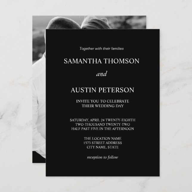 Invitación minimalist elegant wedding of the inbjudningar (Fram/baksida)