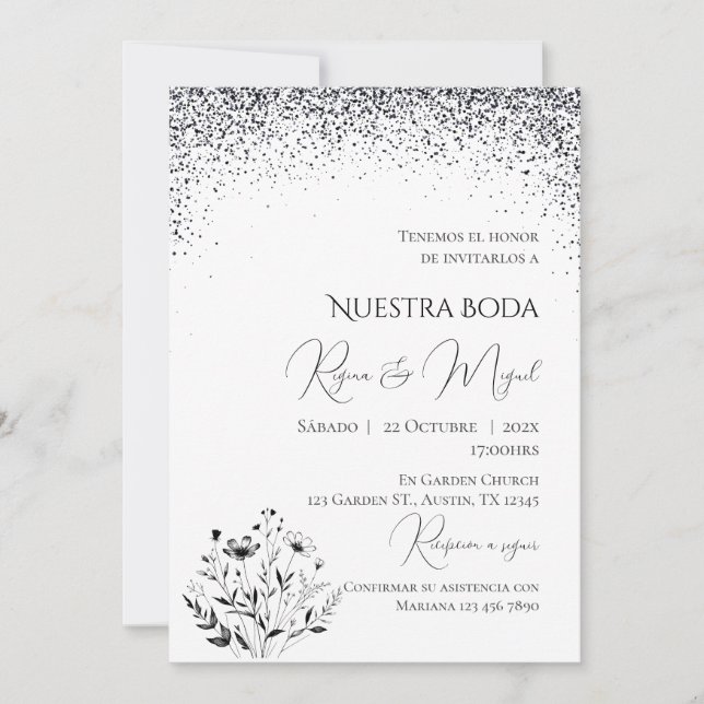 Invitación Minimalistic Spanish Wedding Invitation Inbjudningar (Framsida)