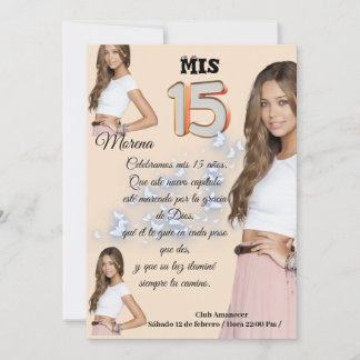 Invitación mis 15 rosa con foto inbjudningar
