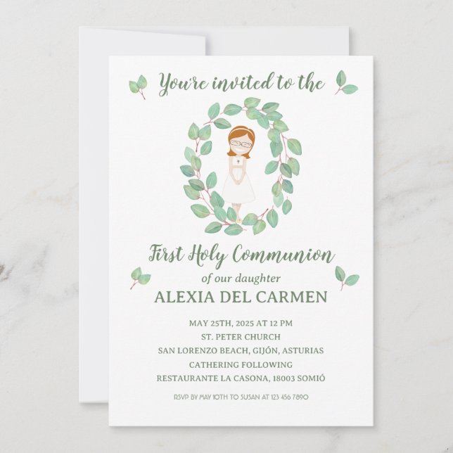 Invitación modelo Alexia Primera Comunión Inbjudningar (Framsida)