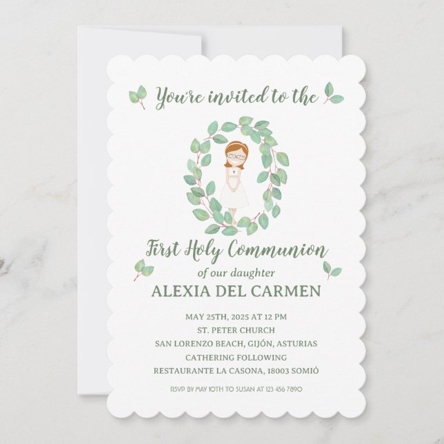 Invitación modelo Alexia Primera Comunión Inbjudningar (Framsida)