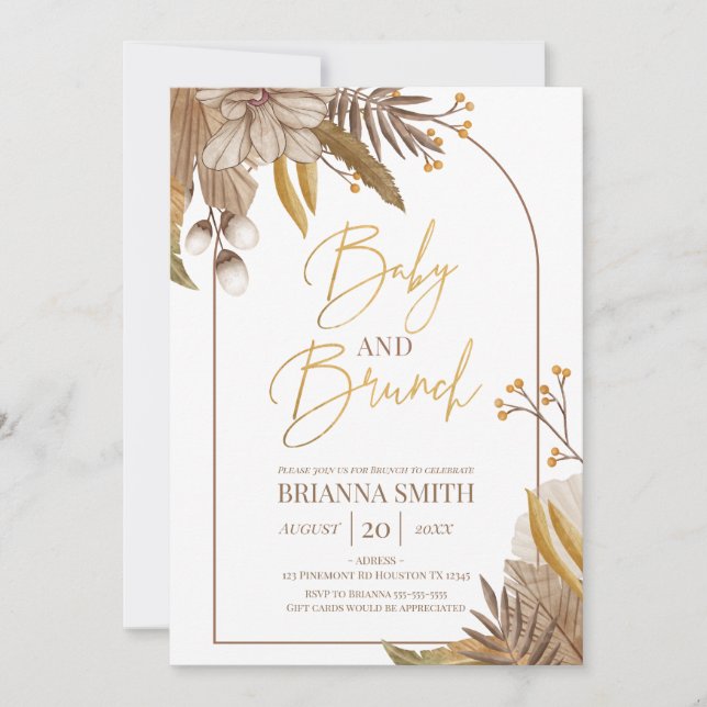 Invitación Modern Boho Floral Brunch Invitation Inbjudningar (Framsida)