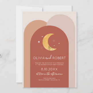 Invitación Modern Boho Moon Wedding Invitation Inbjudningar