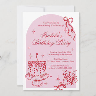 Invitación Modern girly doodle Birthday Invitation Inbjudningar