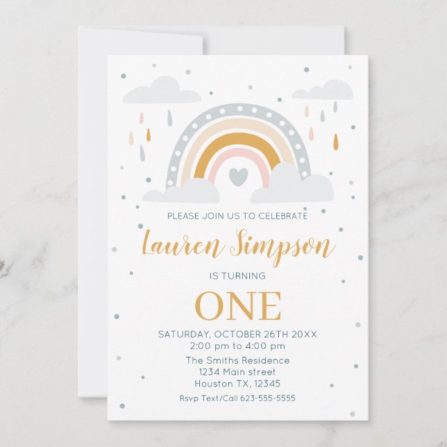 Invitación Modern Rainbow Invitation Birthday Inbjudningar (Framsida)