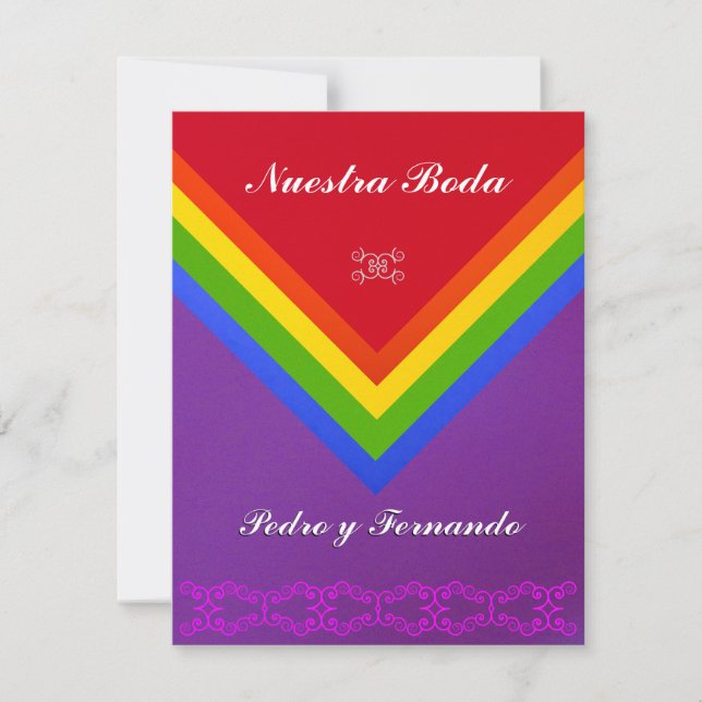 Invitación - Nuestra Boda - Bandera del arcoiris Inbjudningar (Framsida)