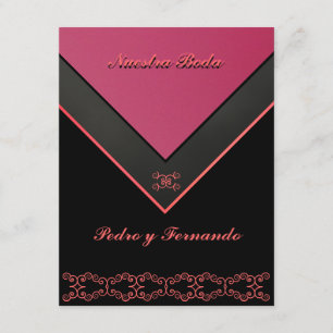 Invitación - Nuestra Boda - Negra, rosa y naranja Inbjudningar