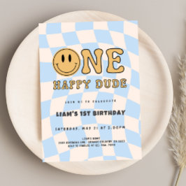 INVITACIÓN ONE HAPPY DUDE BIRTHDAY INBJUDNINGAR