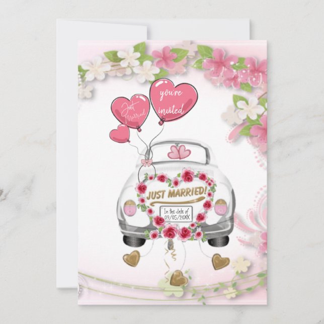 Invitación para boda con coche de novios inbjudningar (Framsida)