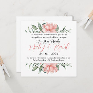 Invitación para Bodas Rosa Pastel Inbjudningar