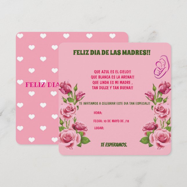 INVITACION PARA EL DIA DE LAS MADRES. INBJUDNINGAR (Fram/baksida)