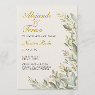 Invitacion Para Evento Verde Con Dorado Inbjudningar