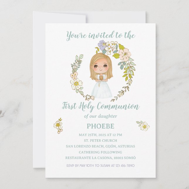 Invitación PHOEBE Primera Comunión Inbjudningar (Framsida)