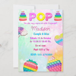 Invitación Pop It Niña Inbjudningar