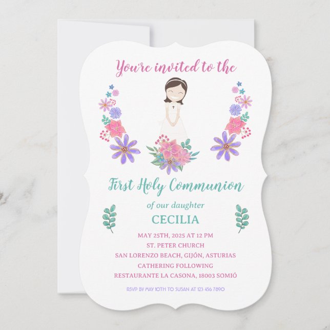 Invitación Primera Comunión CECILIA Inbjudningar (Framsida)