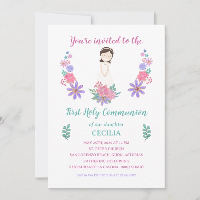 Invitación Primera Comunión CECILIA Inbjudningar (Framsida)