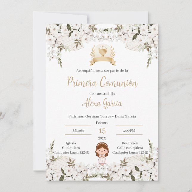 Invitación Primera Comunión Niña Inbjudningar (Framsida)