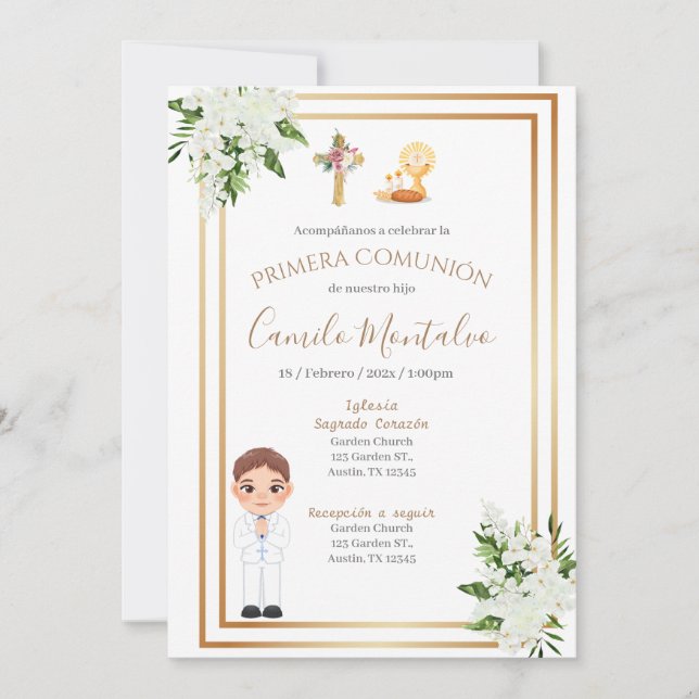 Invitación primera Comunión niño Inbjudningar (Framsida)