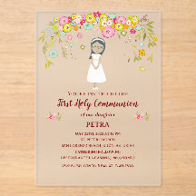 Invitación sobre acrílico PETRA Primera Comunión