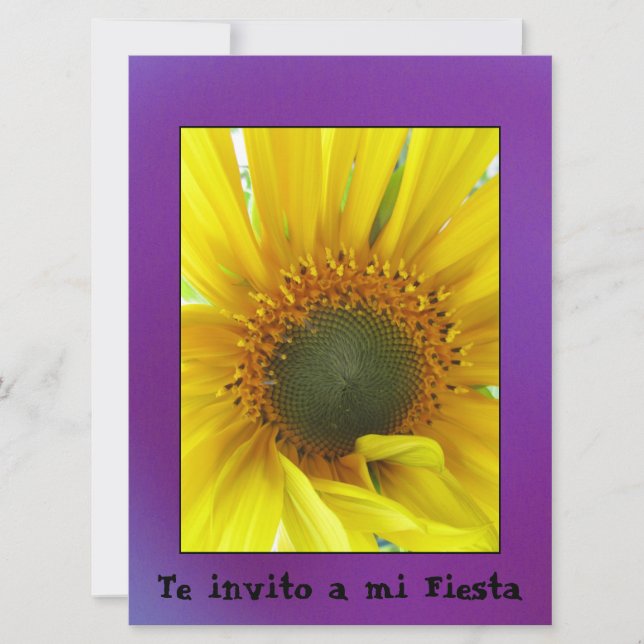 Invitación - Te invito a mi Fiesta - Girasol Inbjudningar (Framsida)