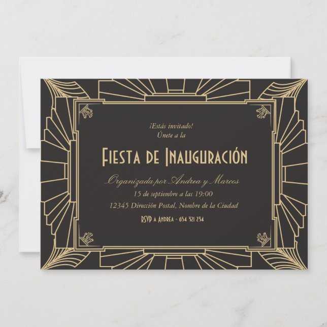 Invitación temática de 1920 fiesta de inauguración inbjudningar (Framsida)