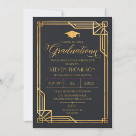 Invitación Vintage Art Deco Graduation Invitation Inbjudningar
