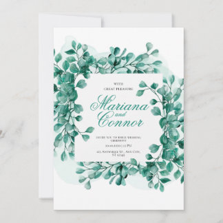 Invitación Watercolor Greenery Botanical Wedding I Inbjudningar