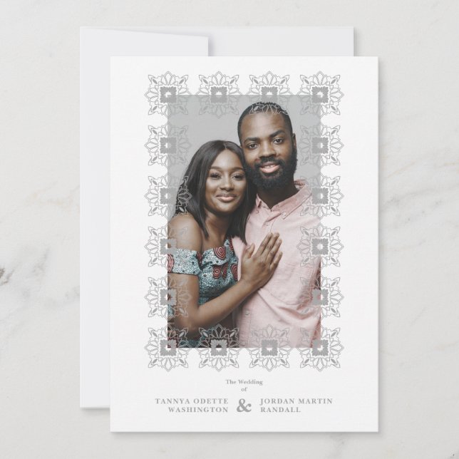 Invitación Wedding Grey Fancy Ornament Lace Effect Inbjudningar (Framsida)