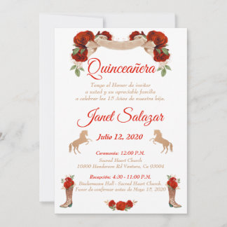 Invitaciones charro Quinceañera Charra Red Inbjudningar
