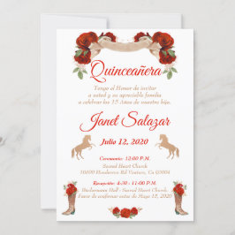 Invitaciones charro Quinceañera Charra Red Inbjudningar