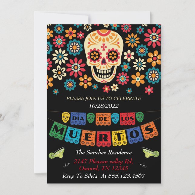 invitaciones dia de los muertos, helloween invite (Framsida)