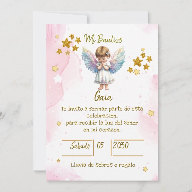 INVITACIONES PARA BAUTIZO DE NIÑA INBJUDNINGAR (Framsida)