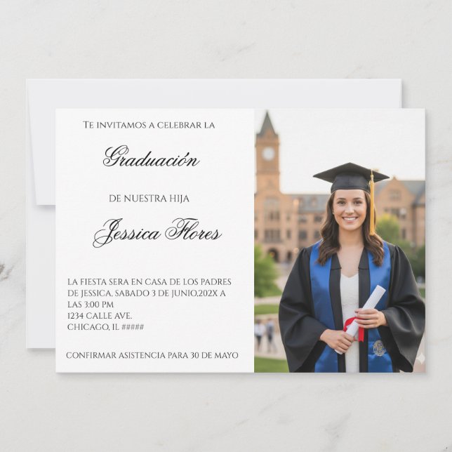 Invitaciónn de graduación con foto inbjudningar (Framsida)