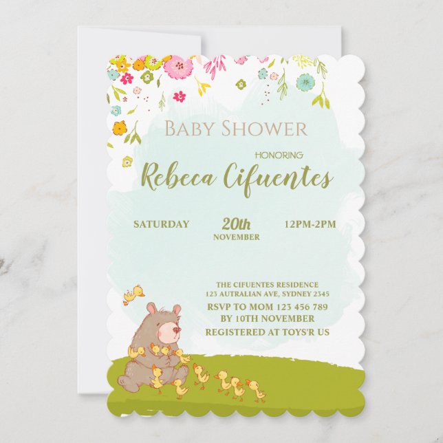 Invitation Baby Shower Bear and duckies Inbjudningar (Framsida)