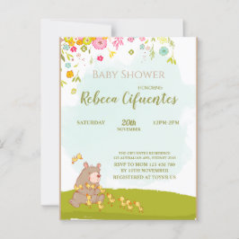 Invitation Baby Shower Bear and duckies Vykort