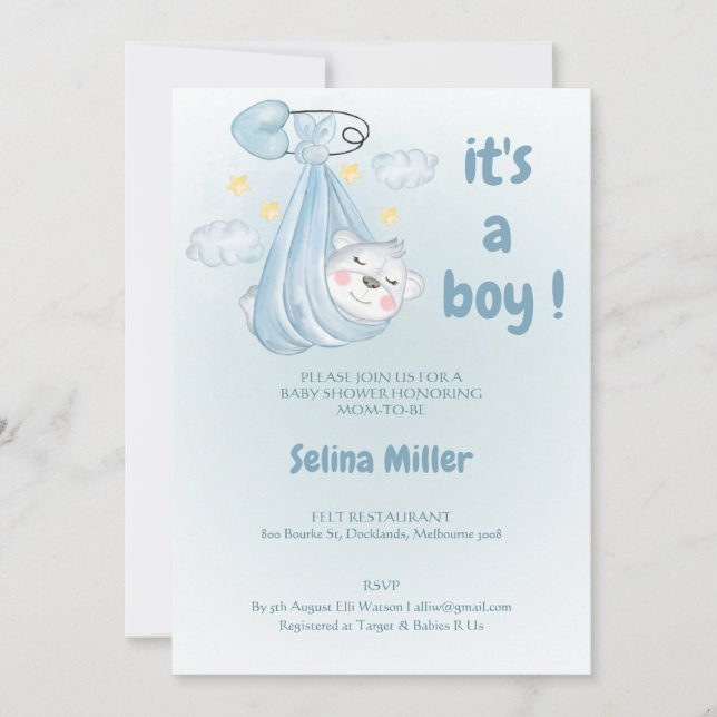  invitation baby shower boy blue , inbjudningar (Framsida)