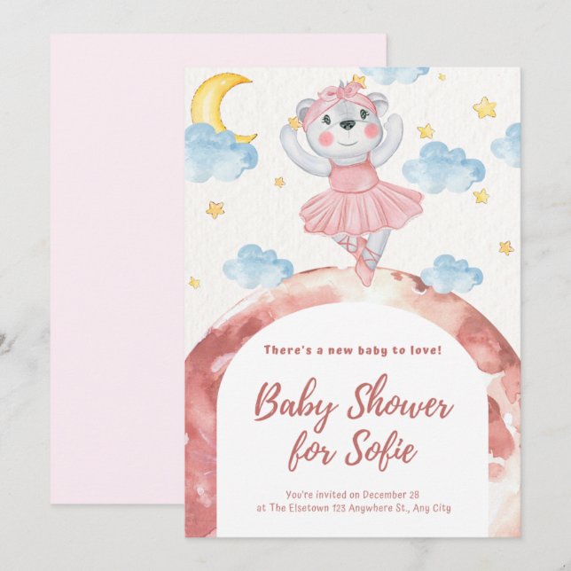 INVITATION BABY SHOWER CUTE ANIMAL JULKORT (Fram/baksida)
