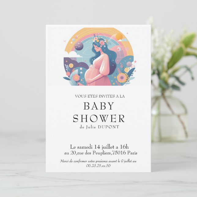 Invitation baby shower en français inbjudningar (Stående Fram)