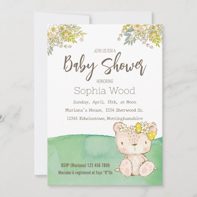 Invitation Baby Shower Little Bear Inbjudningar (Framsida)
