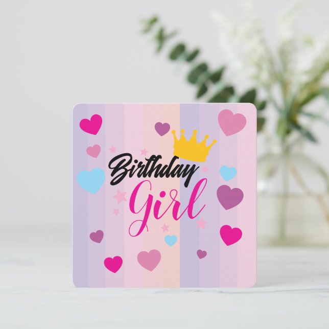 Invitation birthday for young girls inbjudningar (Stående Fram)