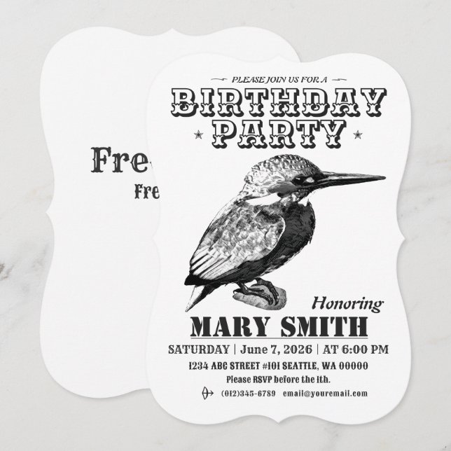 Invitation Card_Western Style (Common Kingfisher) Inbjudningar (Fram/baksida)