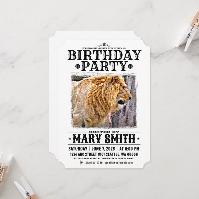 Invitation Card_Western Style (Lion) Inbjudningar (Fram/Back In Situ)