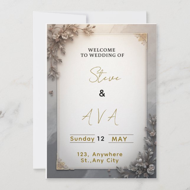 Invitation Classic Elegant Wedding  Inbjudningar (Framsida)