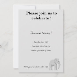 Invitation d'anniversaire éléphant mignon | Pastel Inbjudningar