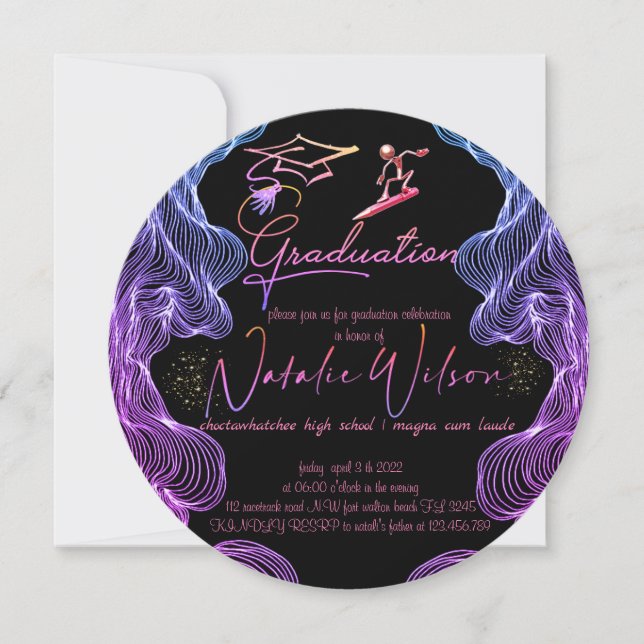 Invitation de graduación en multicolores inbjudningar (Framsida)