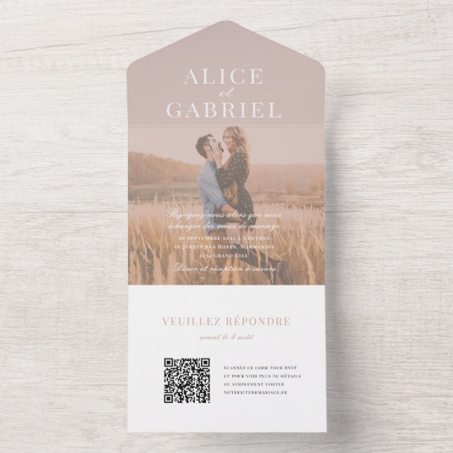  Invitation de mariage élégante avec photo et code (Insida)
