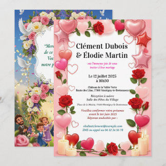 Invitation de Mariage Romantique aux Fleurs  Inbjudningar